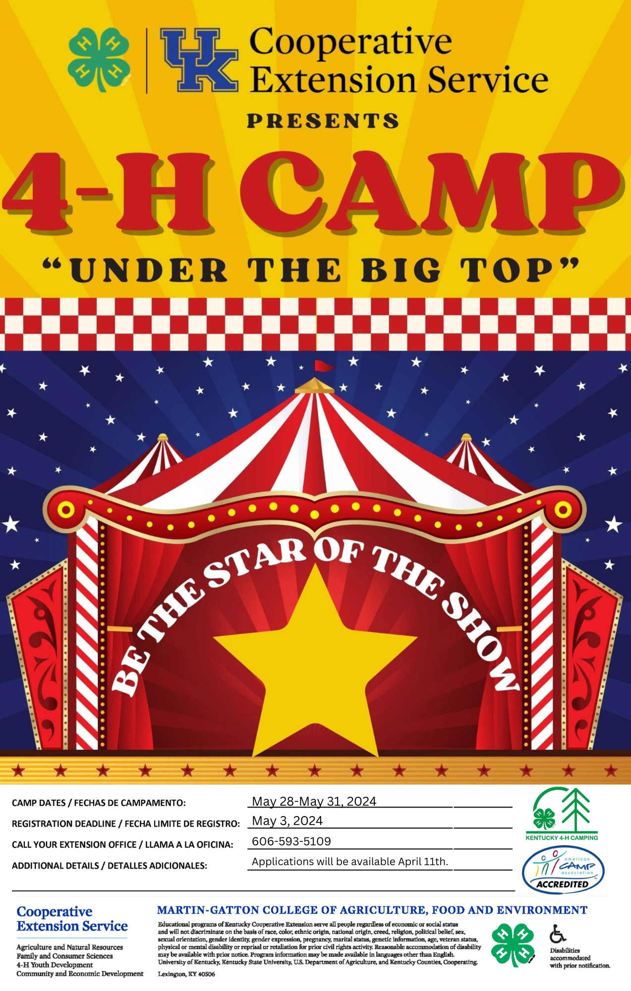 4-H Camp Under the Big Top May of 2024