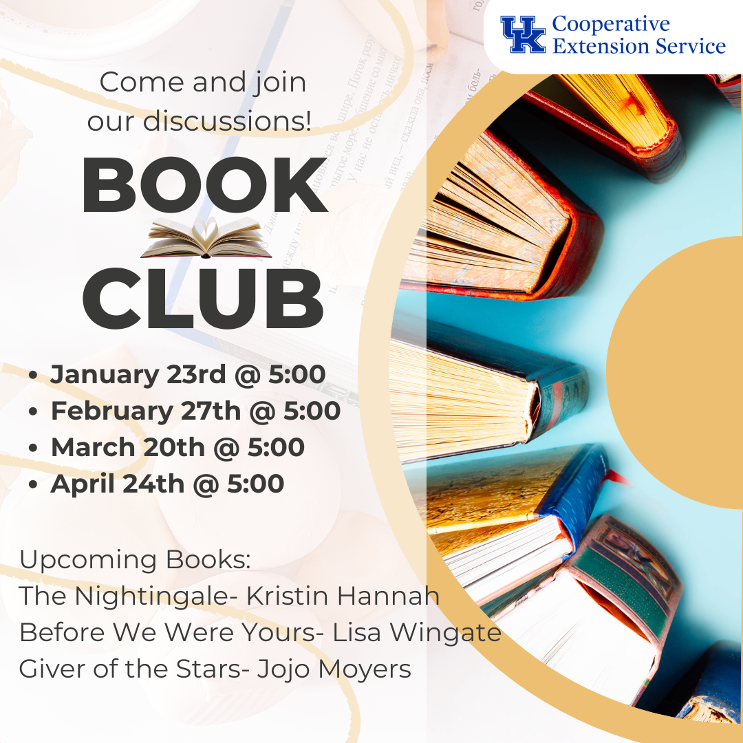 Book Club flyer for upcoming dates