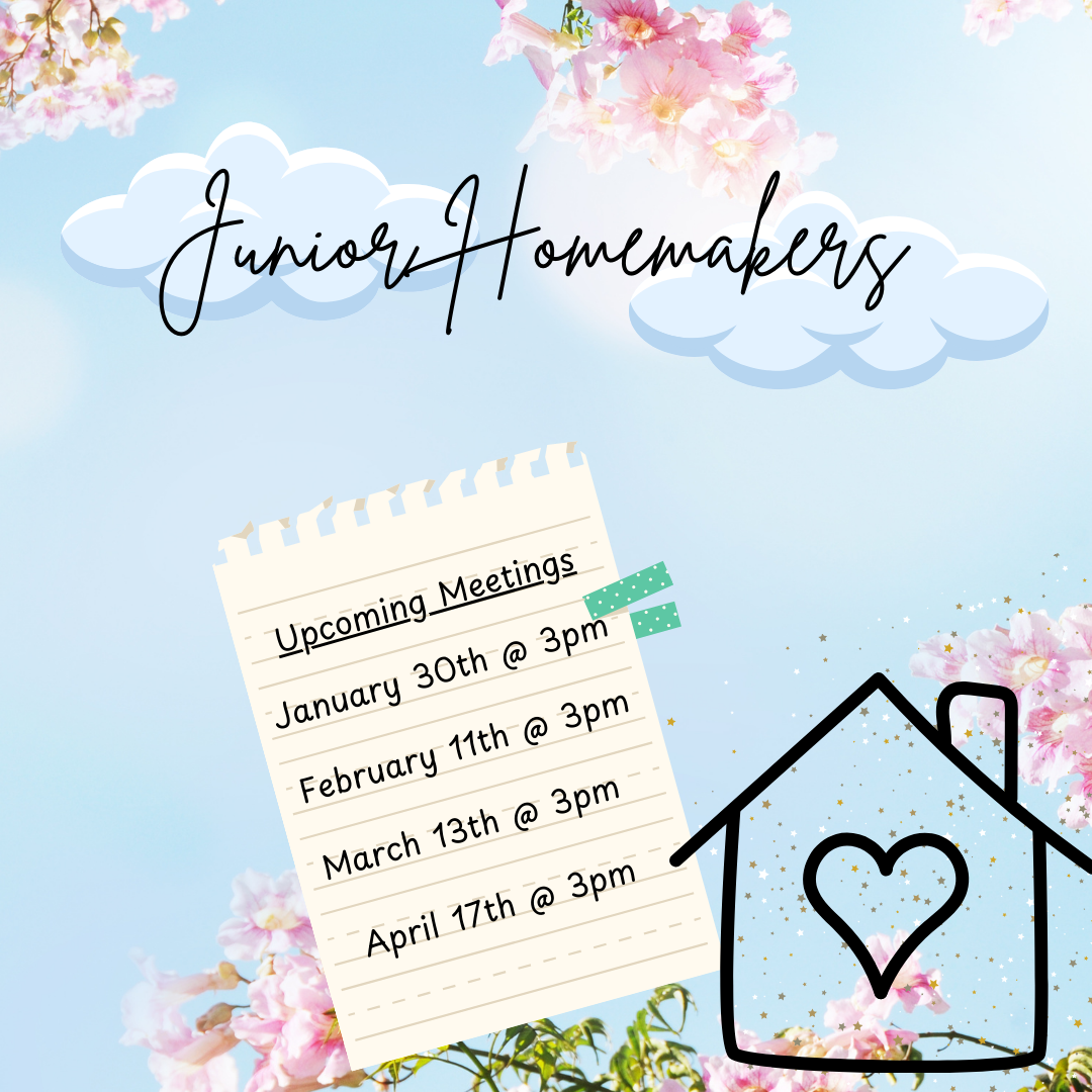 Flyer for Junior Homemaker upcoming dates flyer