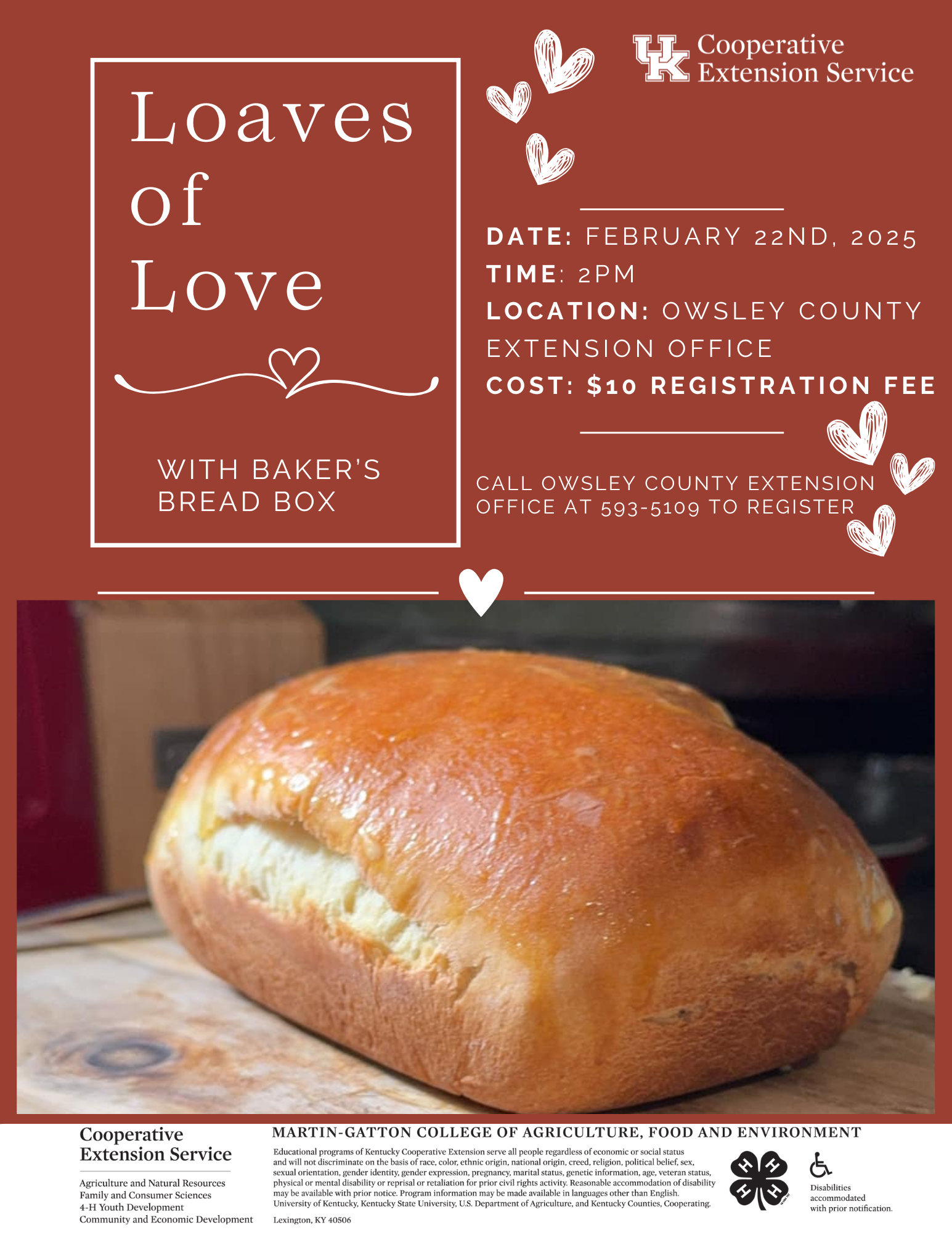 Loaves of Love Bread making class flyer