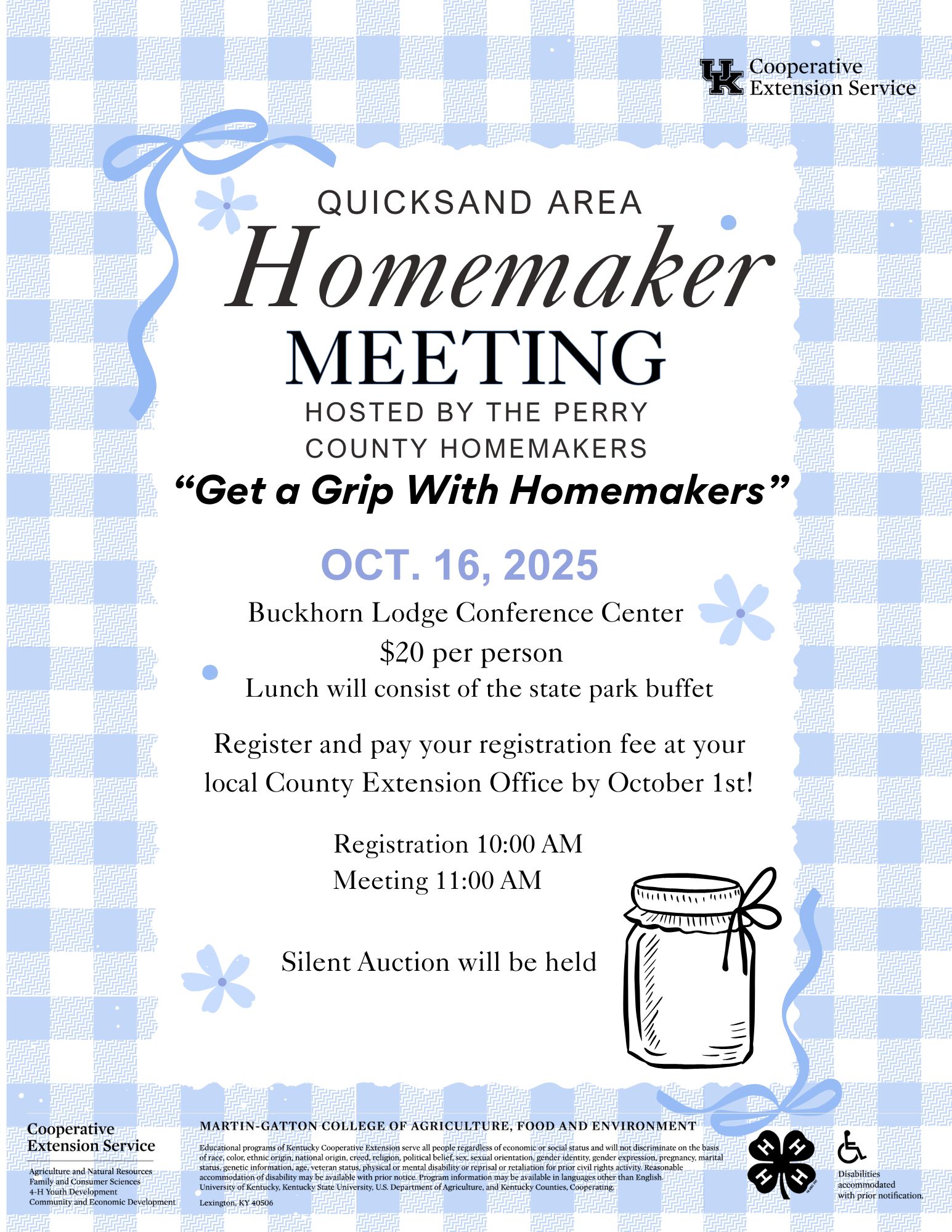 Quicksand Area Homemaker Meeting flyer