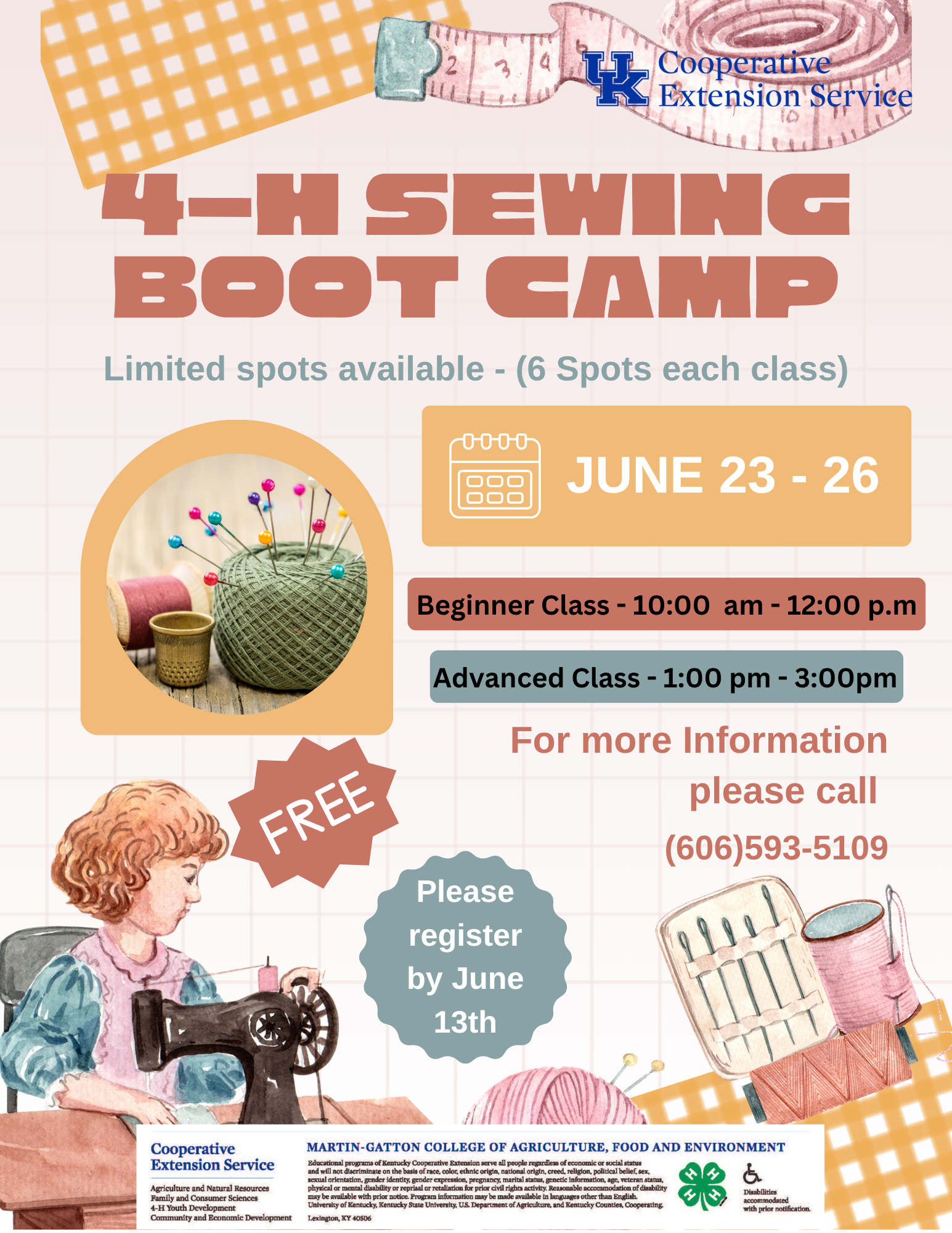4-H Sewing Boot Camp Flyer