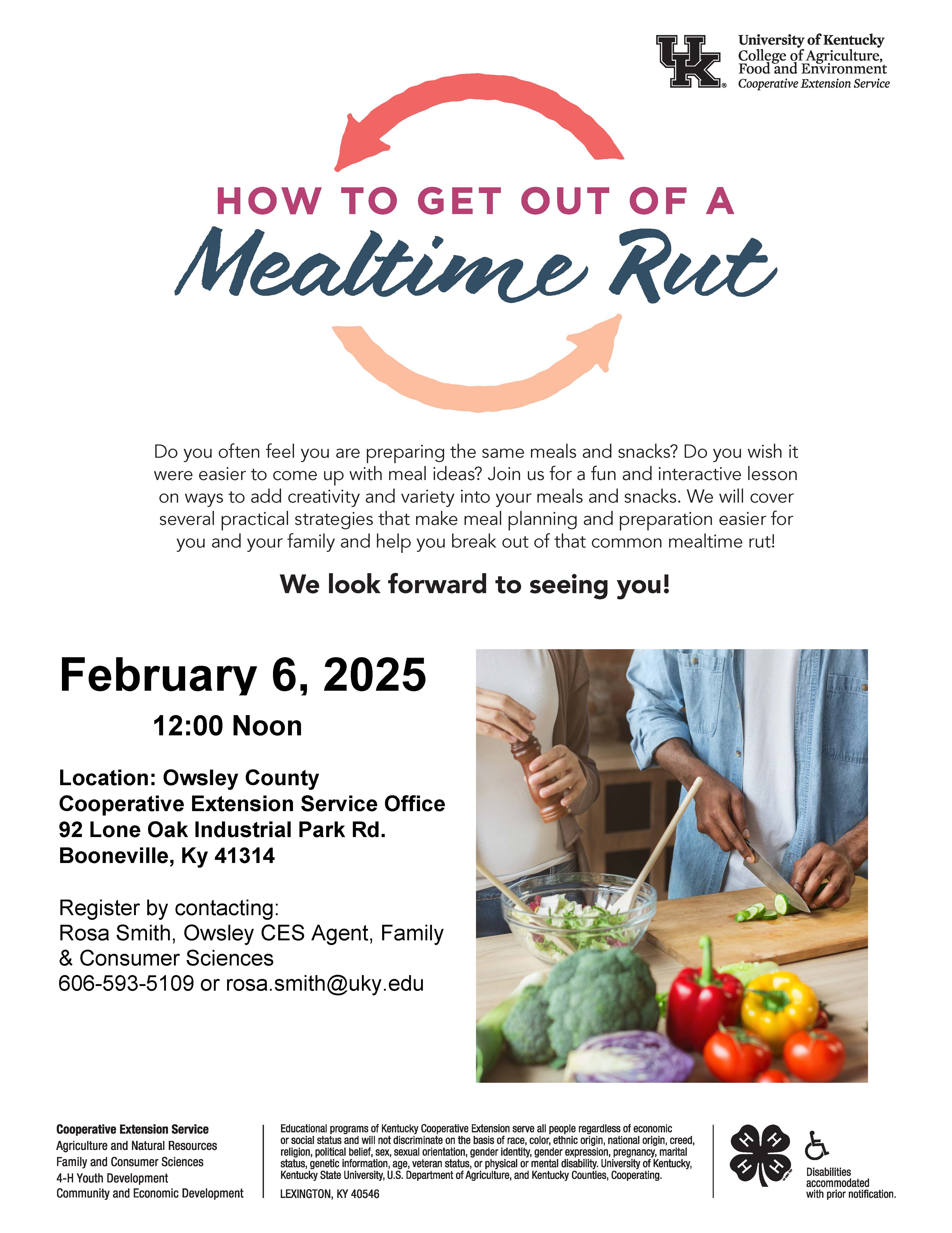 Lunch-n-Learn Mealtime Rut flyer for February 6th, 2025