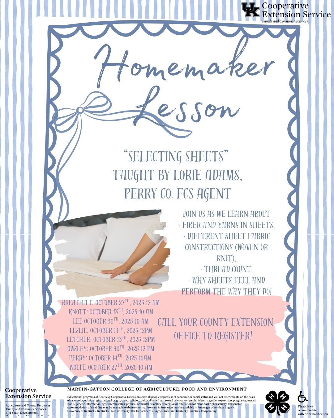 Selecting Sheets Flyer for Homemaker Lesson