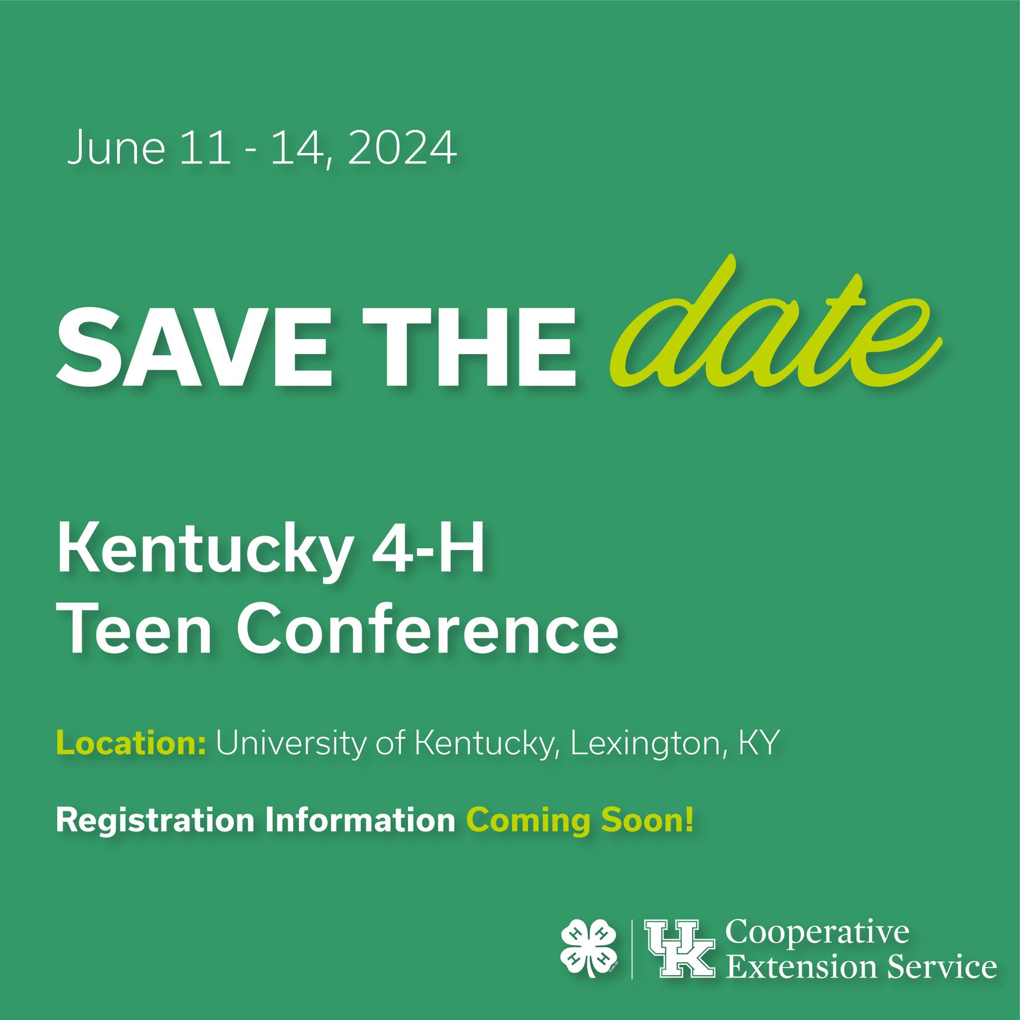 Save the Date KY 4-H Teen Conference